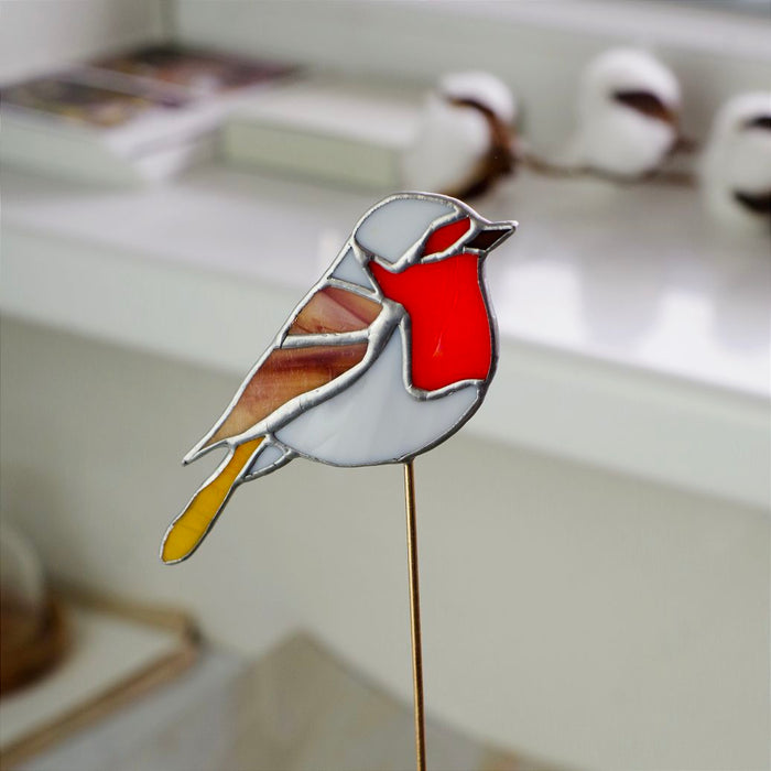 Vörösbegy kaspó dísz - Birdy dekor