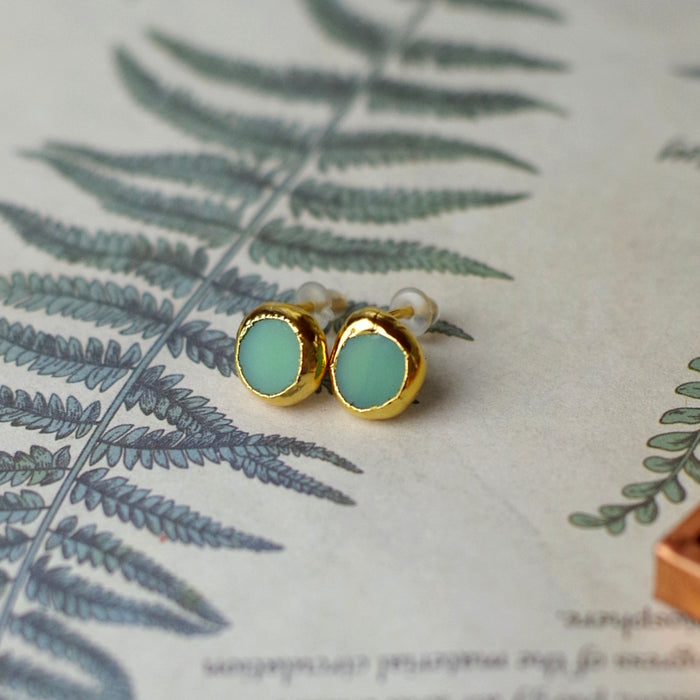 Mini small green Goldie earrings