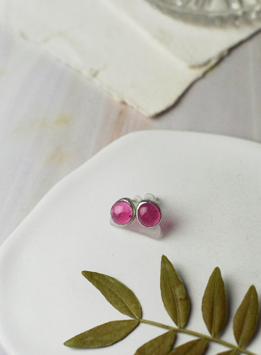 Pink üveg fülbevaló - MINI