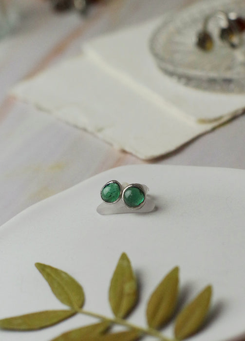 Pink üveg fülbevaló - MINI