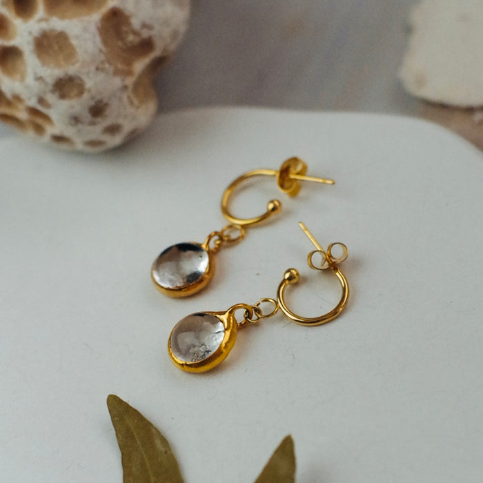 Áttetsző üveg MINI fülbevaló - Goldie