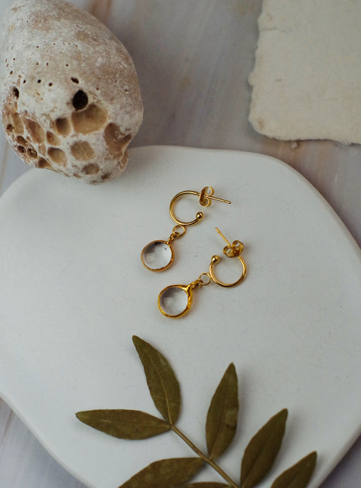 Áttetsző üveg MINI fülbevaló - Goldie