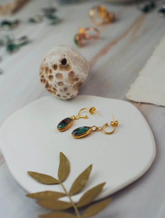 Olvasztott kékes zöld fülbevaló- fusing, goldie