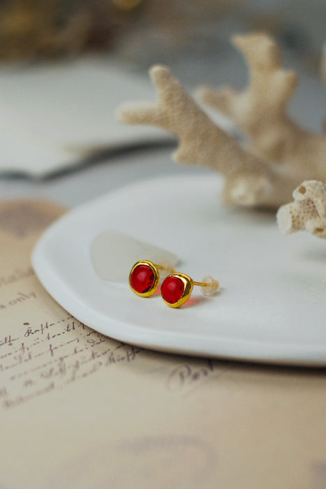 Tűzpiros, türkiz fülbevaló, goldie