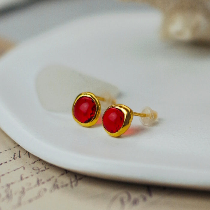 Tűzpiros, türkiz fülbevaló, goldie