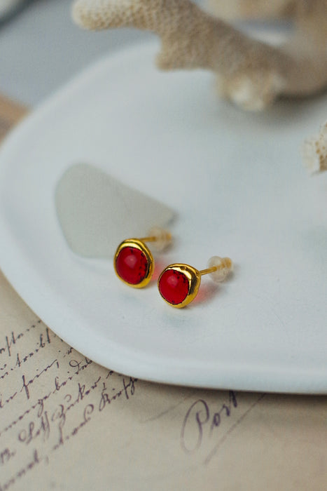 Tűzpiros, türkiz fülbevaló, goldie