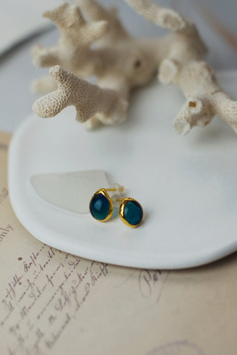 Tűzpiros, türkiz fülbevaló, goldie