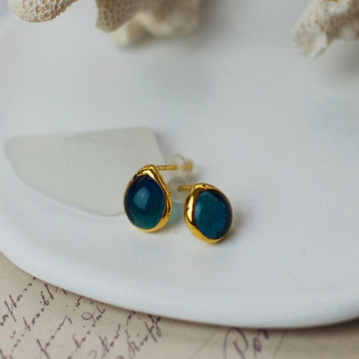 Tűzpiros, türkiz fülbevaló, goldie