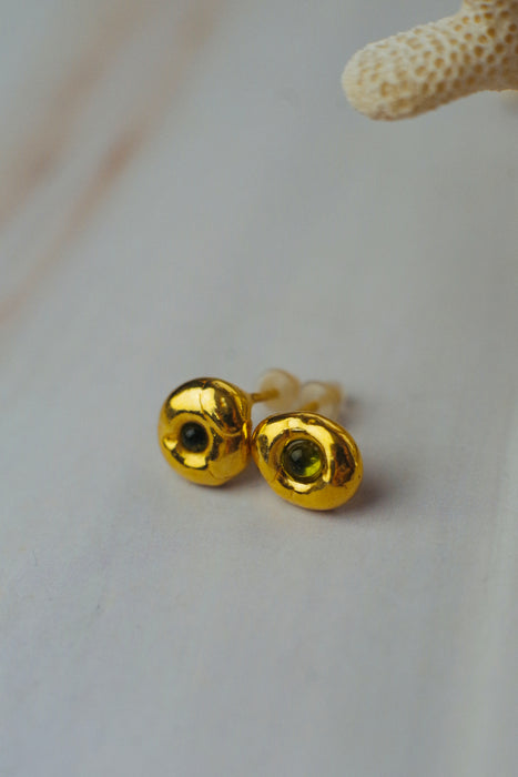 Rusztikus zöld üveg fülbevaló - goldie