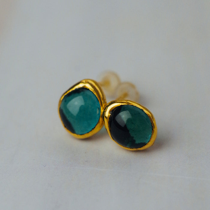 Pici Türkiz üveg fülbevaló - goldie