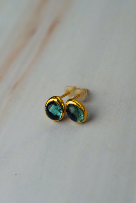 Pici Türkiz üveg fülbevaló - goldie
