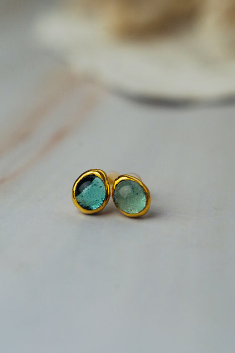 Pici Türkiz üveg fülbevaló - goldie