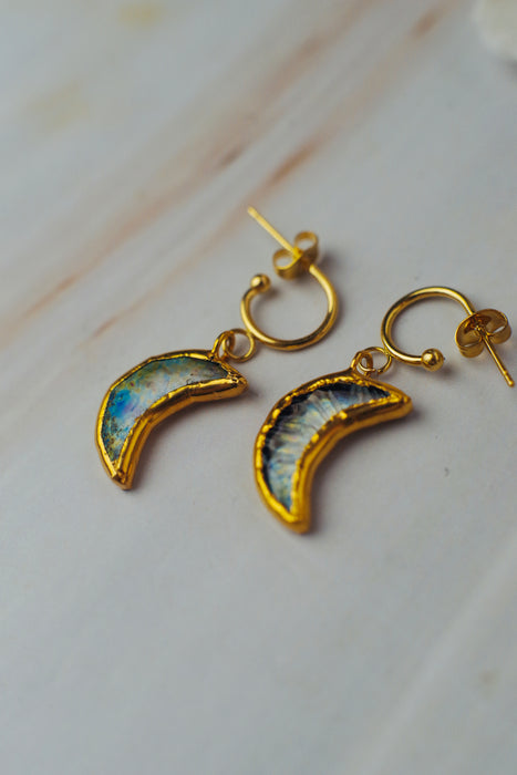 Irizált Hold üveg fülbevaló - goldie