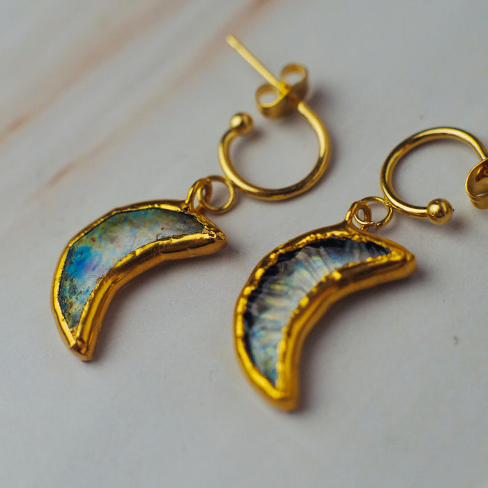 Irizált Hold üveg fülbevaló - goldie