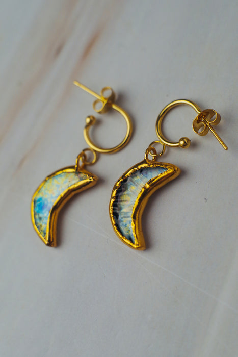 Irizált Hold üveg fülbevaló - goldie