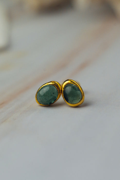 Gyönyörű zöld sea glass fülbevaló - goldie