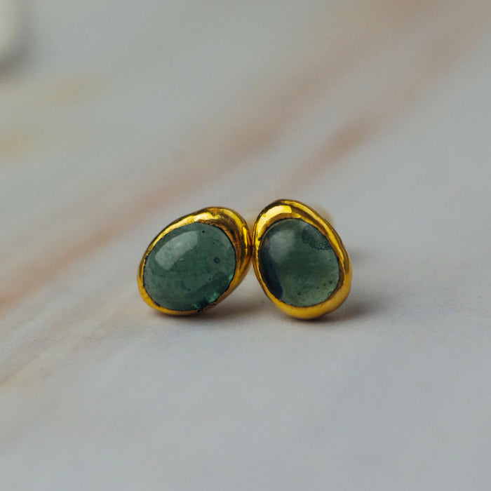 Gyönyörű zöld sea glass fülbevaló - goldie