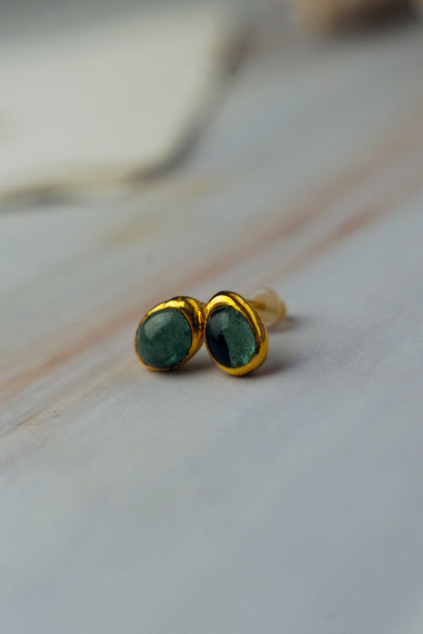 Gyönyörű zöld sea glass fülbevaló - goldie