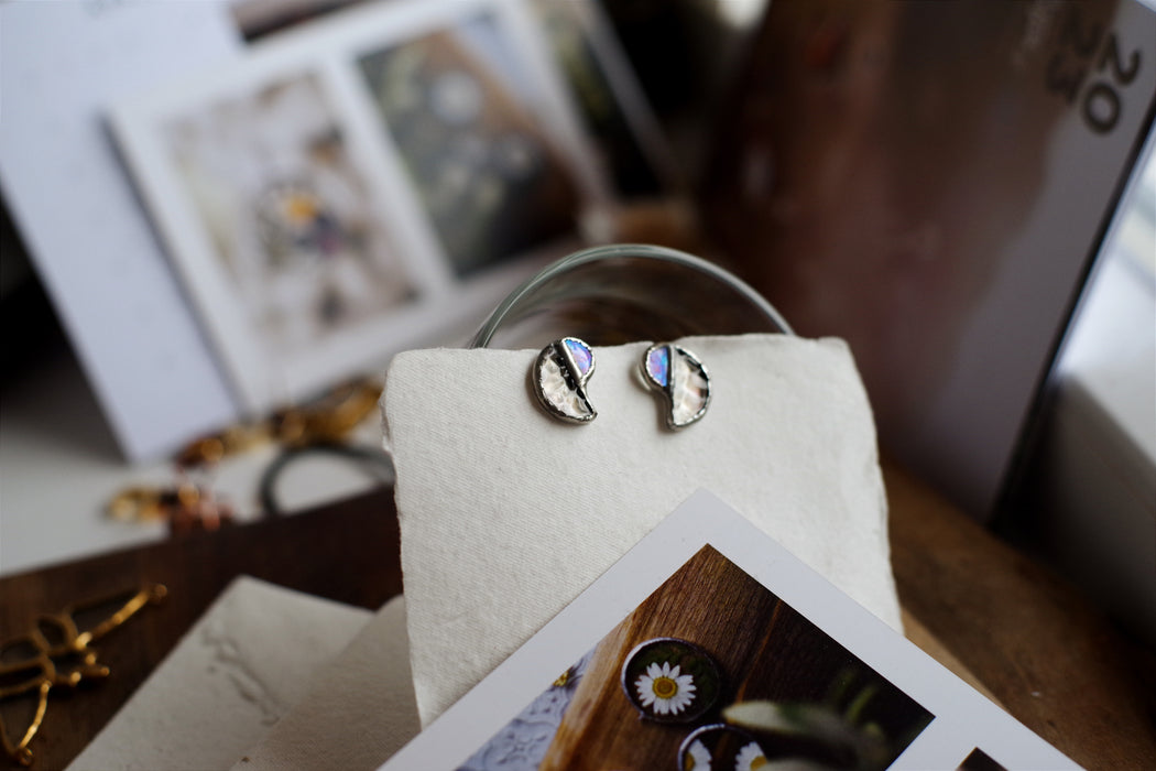 Small iridescent glass earrings