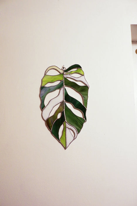 Magical colored glass Monstera wall decoration