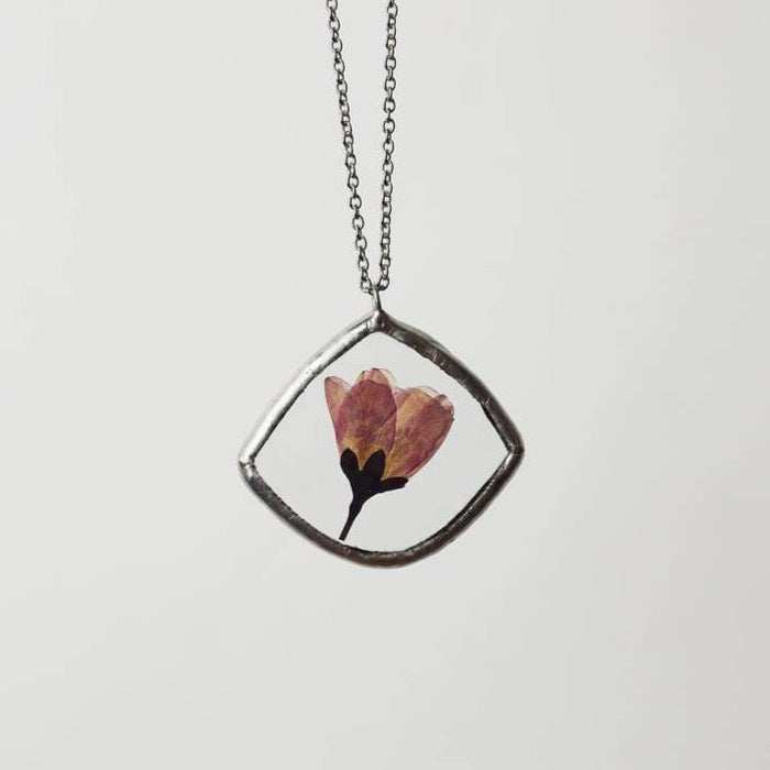FAUN real apple flower glass necklace