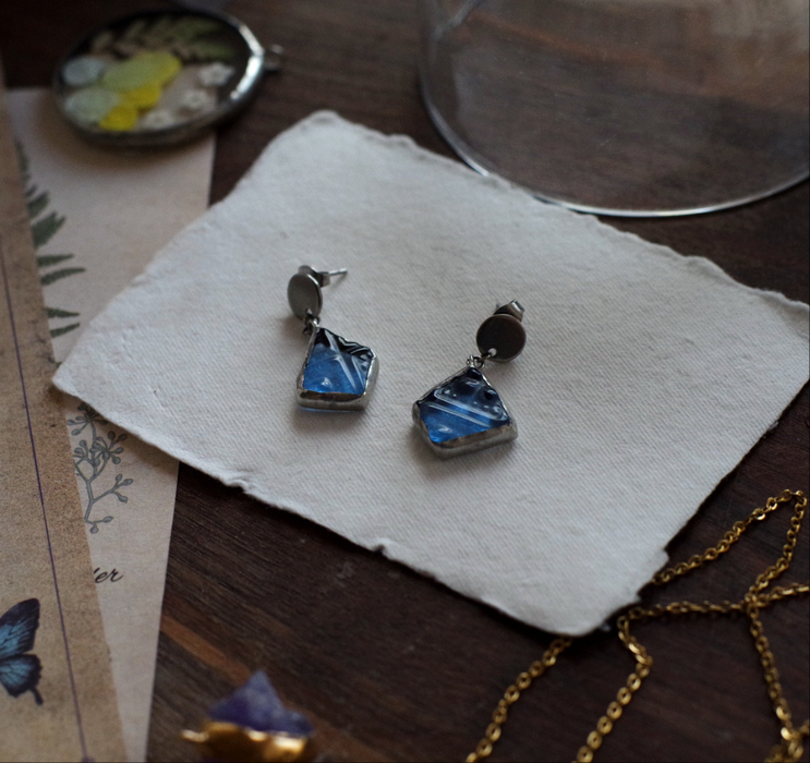 Blue cathedral glass WEARhistory earrings