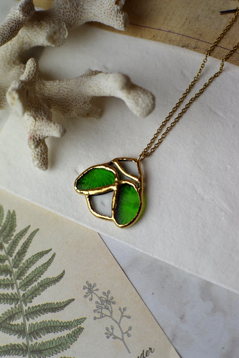 Emerald beetle necklace