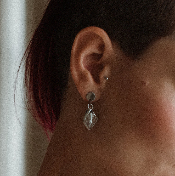 Double dangling, clear glass earrings -WEARhistory